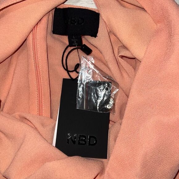 NBD Torren Mini Dress Sorbet Pink Cut Out Crystal Accent Waist Revolve sz L NEW - Picture 5 of 11